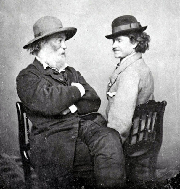 Walt Whitman and Peter Doyle, one of the men with whom Whitman was believed to have had an intimate relationship