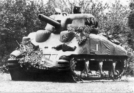 An inflatable dummy Sherman tank, one of many deceptions that Maskelyne claimed to have created
