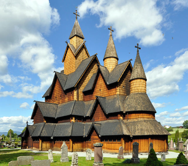Outside of the stave church of Heddal Photo Credit