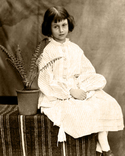Alice Liddell and ferns: this was published as a miniature on the last page of the original Alice’s Adventures Underground (1861)