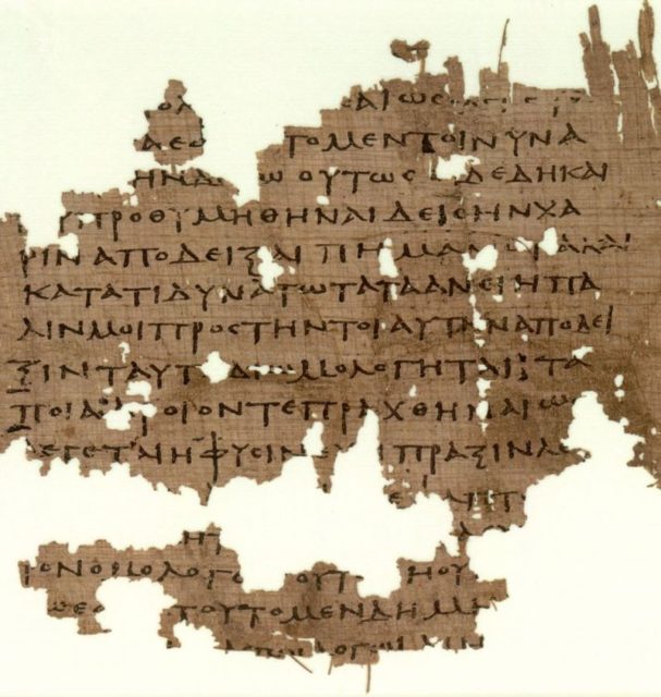 Papirus Oxyrhynchus, with fragment of Plato’s Republic