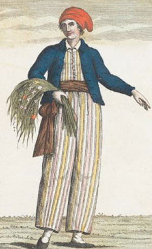 Imagined portrait of Jeanne Baré dressed as a sailor, dating from 1817, after her death