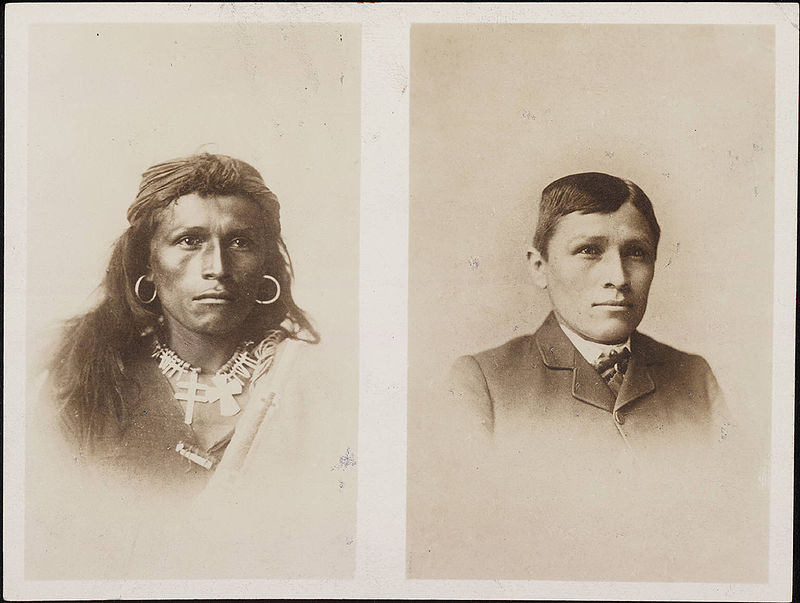 Tom Torlino, Navajo, before and after. Photograph from the Richard Henry Pratt Papers, Yale University. Circa 1882