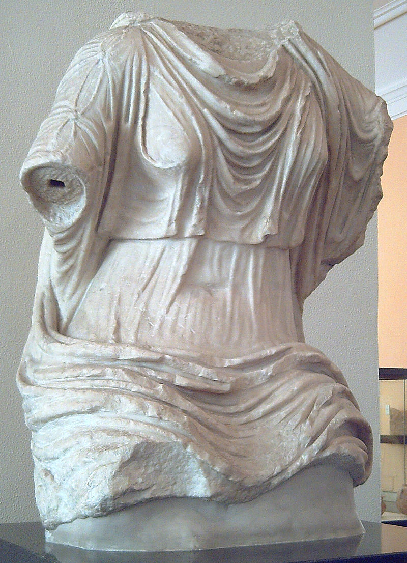 Roman marble torso from the 1st century AD, showing a woman’s clothing