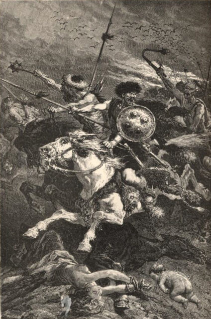 19th-century portrayal of the Huns as barbarians