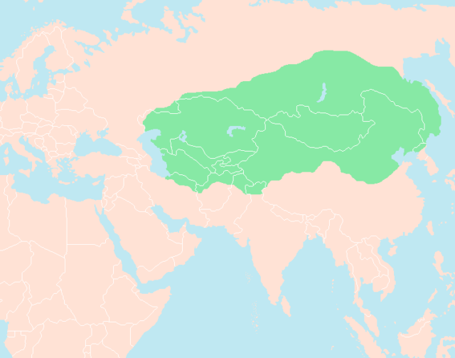 Mongol Empire in 1227 at Genghis Khan’s death.