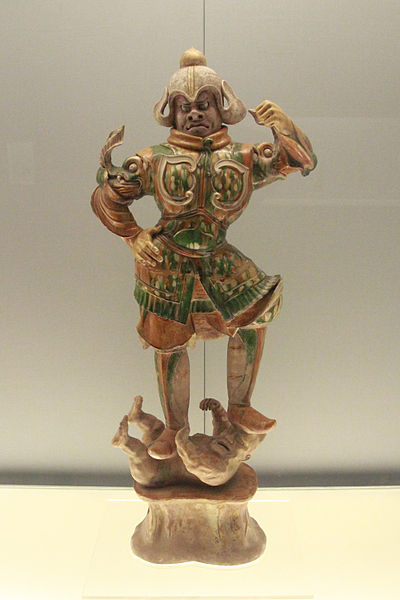 Polychrome glazed pottery statue of heavenly guardian, Sancai, a collection of Shanghai Museum  Photo Credit