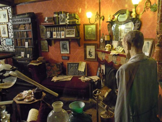 The sitting room of 221B Baker Street displayed at The Sherlock Holmes public house Photo Credit