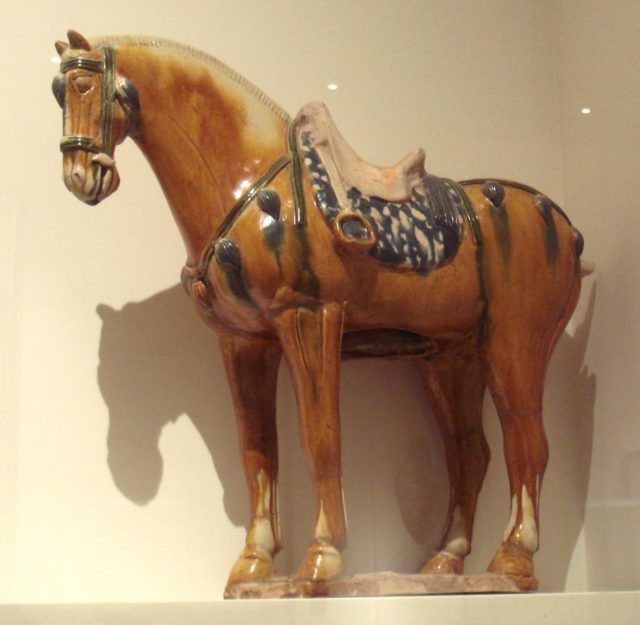 Tang dynasty tomb figure, sancai horse, 7th-8th-century  Photo Credit