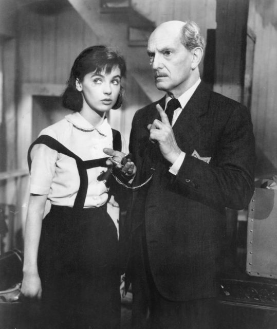 Millie Perkins as Anne Frank and Joseph Schildkraut as Otto Frank