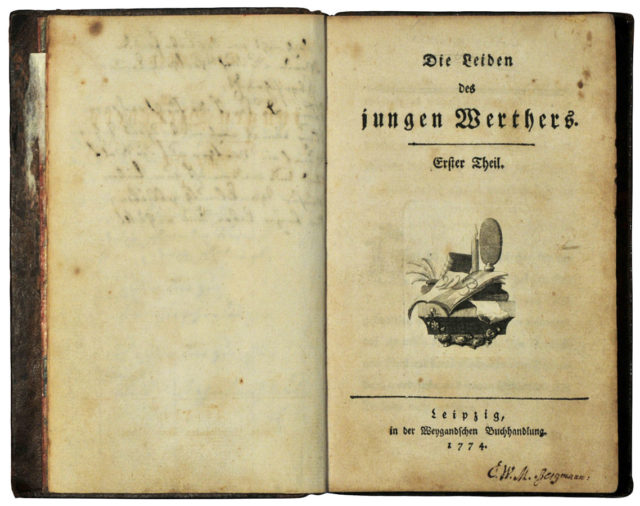 The first print of Gothe’s book from 1774, photo credit
