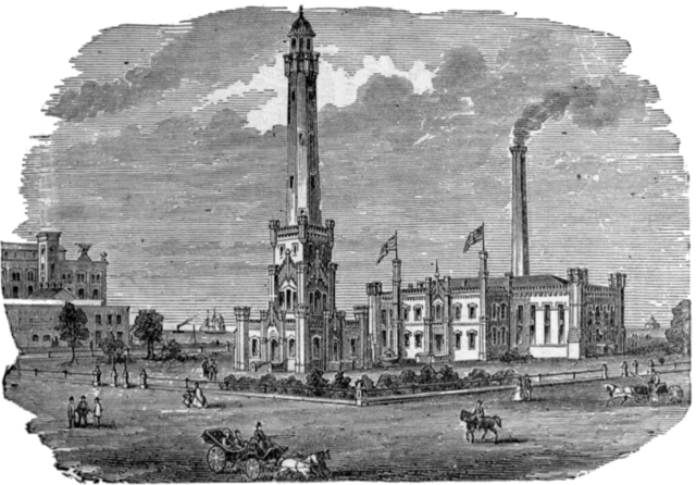 Chicago Water Tower & Chicago Avenue Pumping Station, circa 1886.
