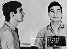 Charles (Tex) Watson on a mugshot in 1971; taken in a Californian prison
