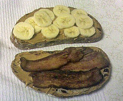 Bread, bacon, banana, butter (peanut) Photo Credit