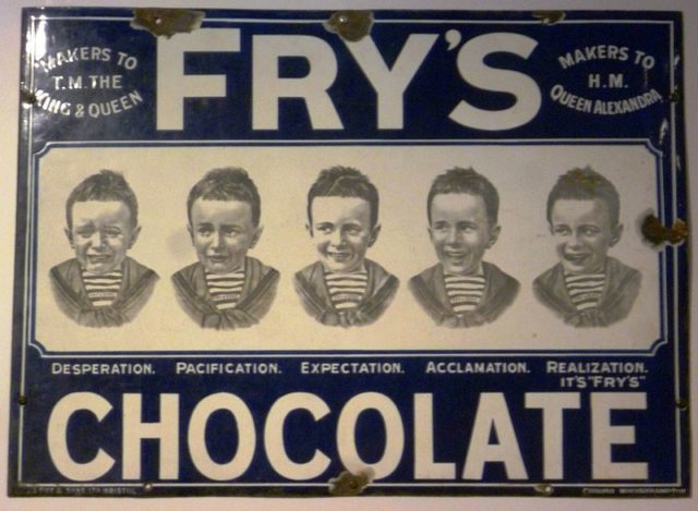 Enamel sign advertising Fry’s Chocolate, pre-1925