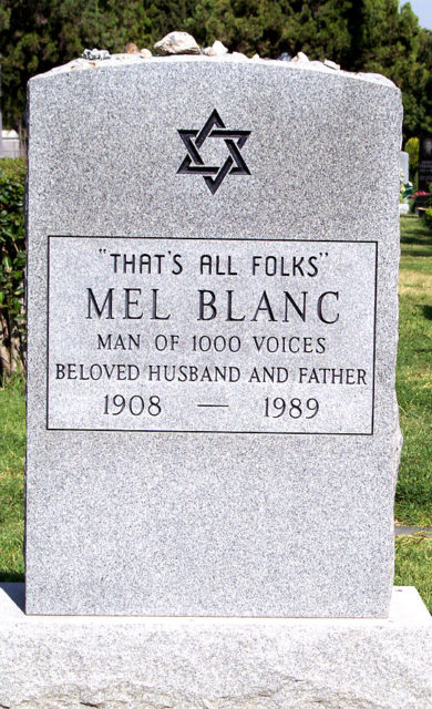 Mel Blanc’s headstone at the “Hollywood Forever Cemetery” in Southern California Photo Credit