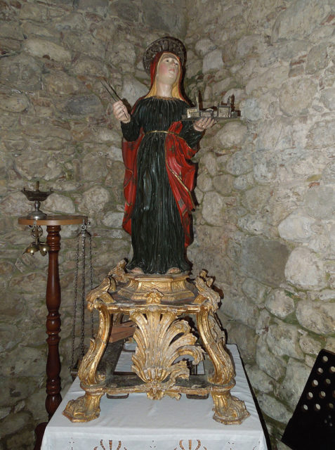 A wooden statue of Saint Symphorosa. Photo credit