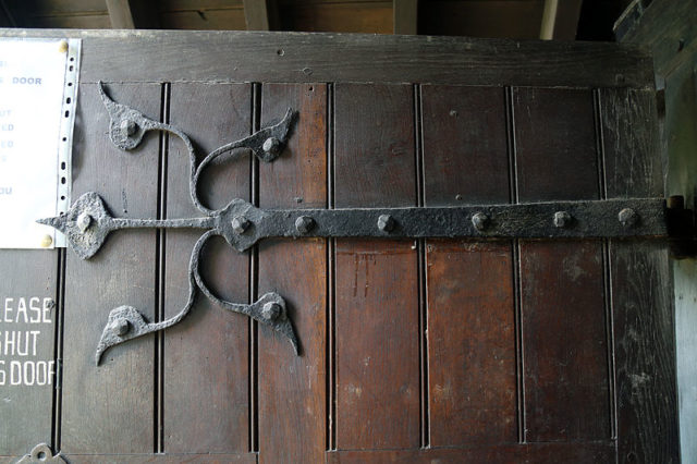 Nave south door decorative iron hinge of St Andrew’s Church  Photo Credit