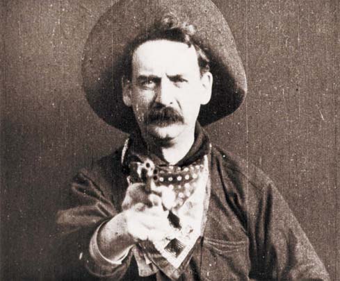 Justus D. Barnes in Western apparel, as “Bronco Billy Anderson,” from the silent film, The Great Train Robbery (1903), the first ever “Western” film.