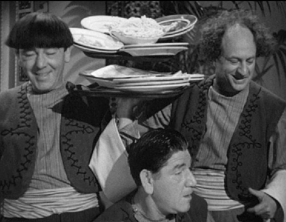 The Stooges with Shemp (center) from 1949’s ‘Malice in the Palace’.