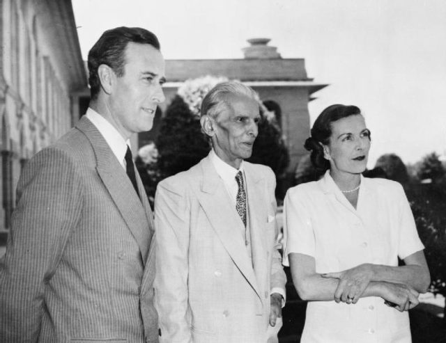 The Mountbattens with Muhammad Ali Jinnah, founder and first Governor General of Pakistan.