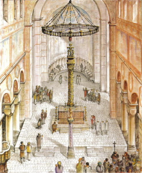The Bernward Column in St. Michael’s (before 1810). Reconstruction by Carpiceci-Gallistl   Photo Credit