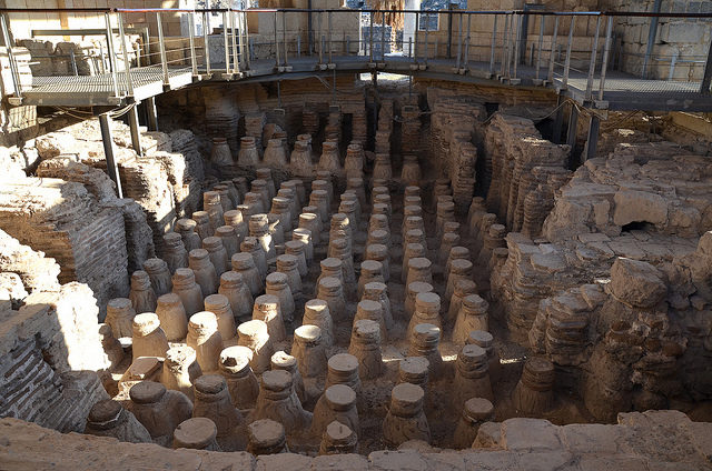 The hypocaust of the Western Bathhouse built in the 4th century AD, Scythopolis (Beth-She’an), Israel    Photo Credit