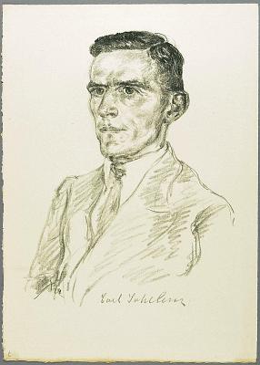 Karl Schelenz, the so-called “father” of modern handball. A drawing by Emil Stumpp (1924).