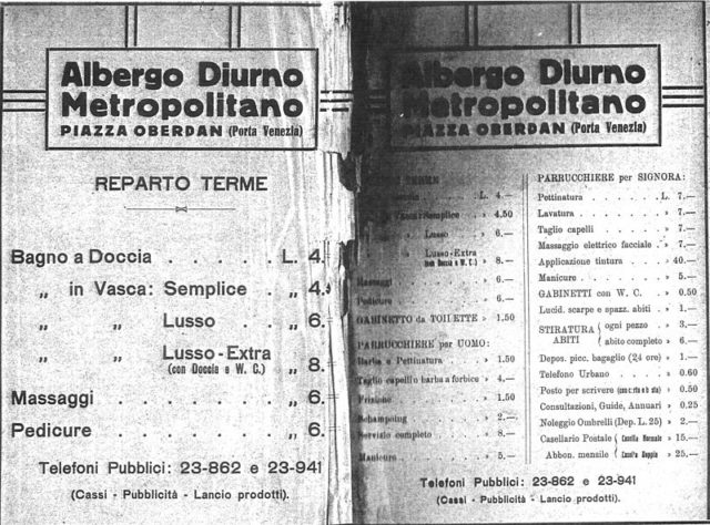 Price list of 1926 from the advertisement of the Diurno on the Guida Savallo. Photo Credit