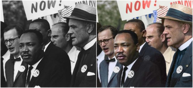 Civil Rights March On Washington, D.C. (Dr. Martin Luther King, Jr. And Mathew Ahmann In A Crowd. Original Photo: NARA, Colorized by Marina Amaral