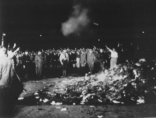 The Berlin book burnings at Opernplatz, photo credit