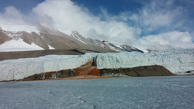 The arrival of the NSF team at the “Blood Falls” of Antarctica. Photo Credit