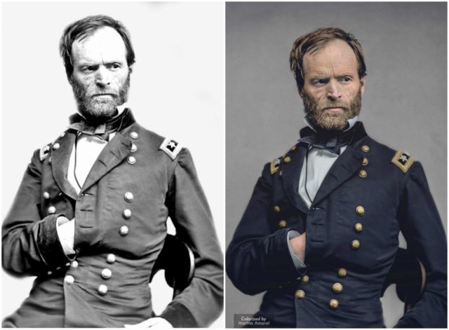 Gen. William T. Sherman – Civil War. Original Photo: Library of Congress. Colorized by Marina Amaral