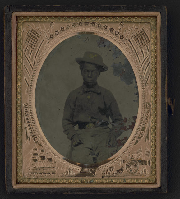 Unidentified young African American soldier in Union uniform. Photo Credit