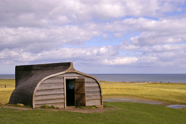 Boat Shed, Lindisfarne, Holy Island, Northumberland. One of the boat sheds near the entrance to Lindisfarne Castle.Photo Credit