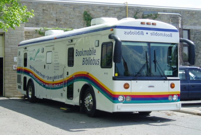 Though this is 2005, bookmobile still looks retro. This one belongs to the Ottawa Public Library, photo credit