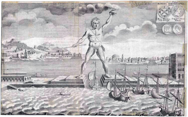 Another artistic reproduction of the Colossus of Rhodes from 1745