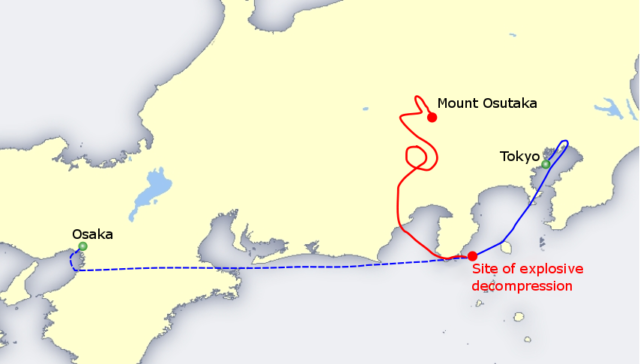 Route of Japan Airlines Flight 123. Photo Credit Gauravjuvekar – CC BY-SA 3.0