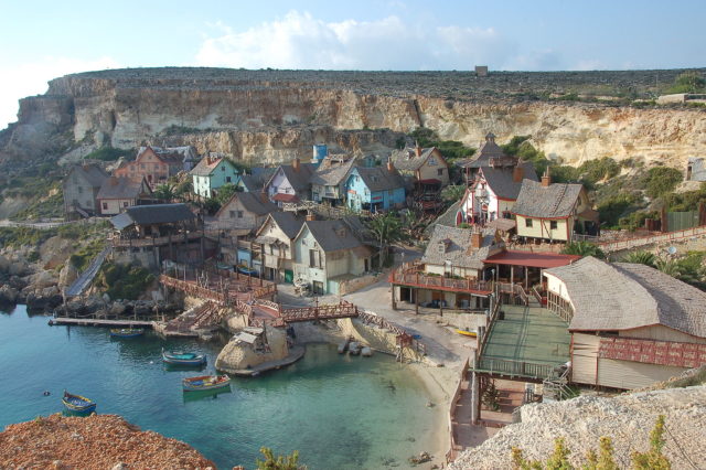 Popeye Village in Anchor Bay, taken from the hill overlooking the village (the early 2000s).Photo Credit
