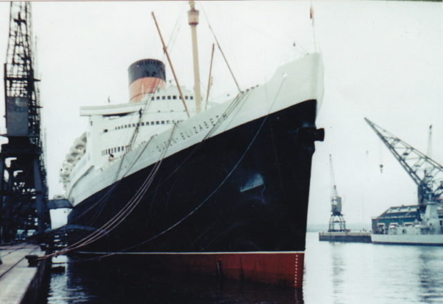 RMS Queen Elizabeth at Southampton, about 1968 (exact date unknown). Photo Credit