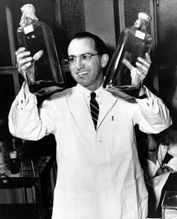 Jonas Salk at the University of Pittsburgh where he developed the first polio vaccine