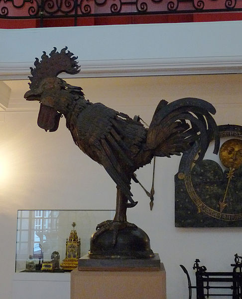 The mechanical rooster used for the original clock  Photo Credit