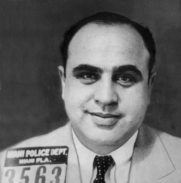 Mug shot of Capone in Miami, Florida, 1930.