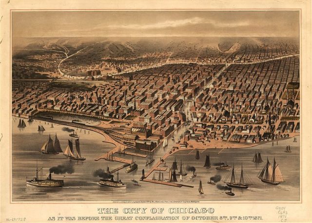 1871 Chicago view before the ‘Great Conflagration’