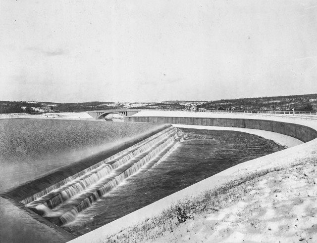 The Ashokan Reservoir’s waste weir and spillway leading to Esopus creek. Dec. 13, 1916 Author New York Public Library