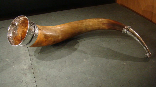 The Roordahuizum drinking horn, made in the mid-16th century by silversmith Albert Jacobs Canter, kept in the Frisian Museum at Leeuwarden