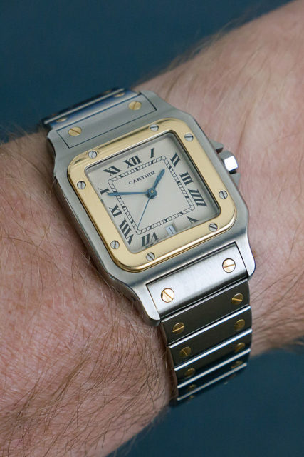 “Cartier Santos” – steel/gold from 1988. Author Noop1958 – CC BY-SA 3.0