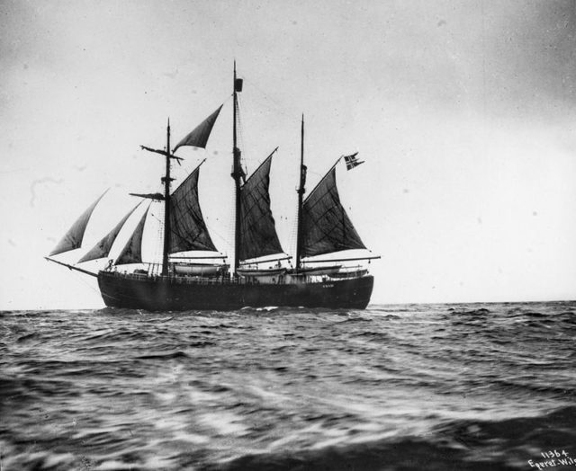 The Fram under sail.