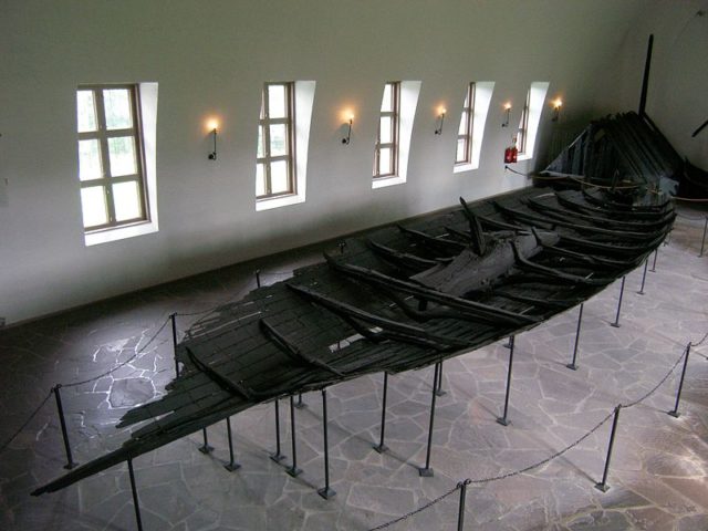 The Tune Viking ship exhibited in the Viking Ship Museum in Oslo.