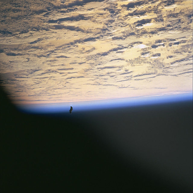 The Black Knight captured during the STS-88 mission in 1998